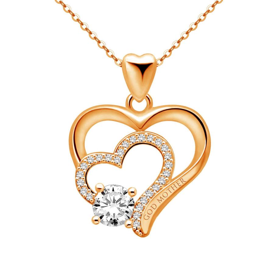 【並行輸入品】14K Gold Personalized Custom Name Necklace Double Heart Pendentの画像