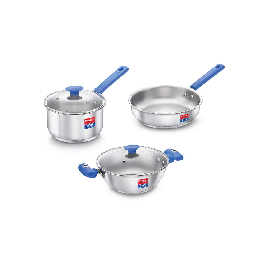 ステンレス製 フライパン・鍋セット prestige 並行輸入品】Prestige Stainless Steel Cookware Set, Silver : Best