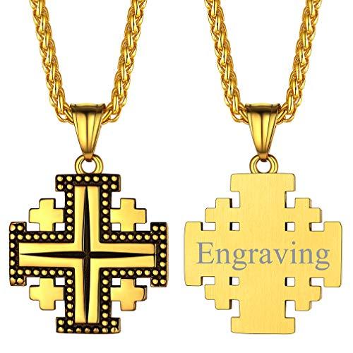 【並行輸入品】FaithHeart Engraved Stainless Steel Jerusalem Crusaders Cross Pe_1