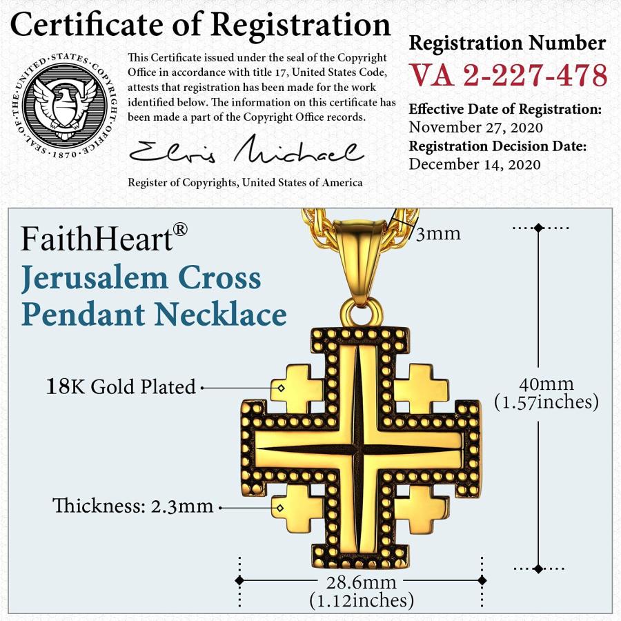 【並行輸入品】FaithHeart Engraved Stainless Steel Jerusalem Crusaders Cross Pe_3
