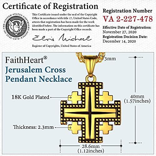【並行輸入品】FaithHeart Engraved Stainless Steel Jerusalem Crusaders Cross Pe_4