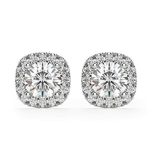 【並行輸入品】JEWELERYIUM Round Moissanite Stud, 3.00 CT Round Brilliant Cut Wの画像
