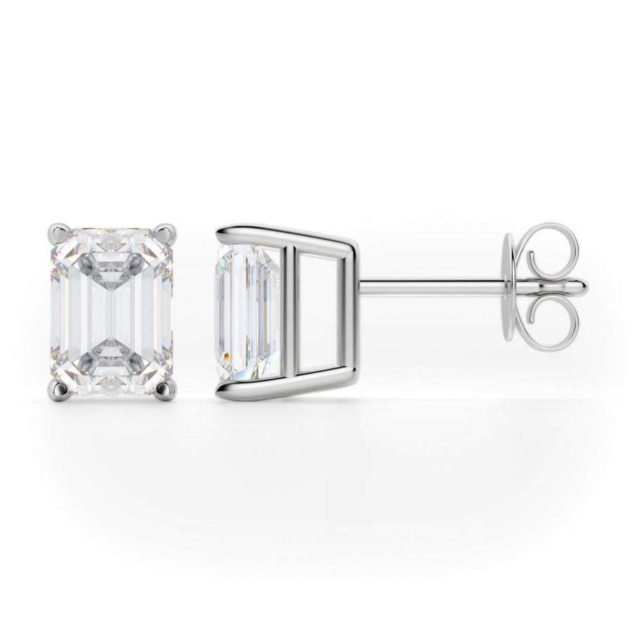 【並行輸入品】JEWELERYIUM Emerald Moissanite Stud, 4.00 CT Emerald Brilliant Cの画像