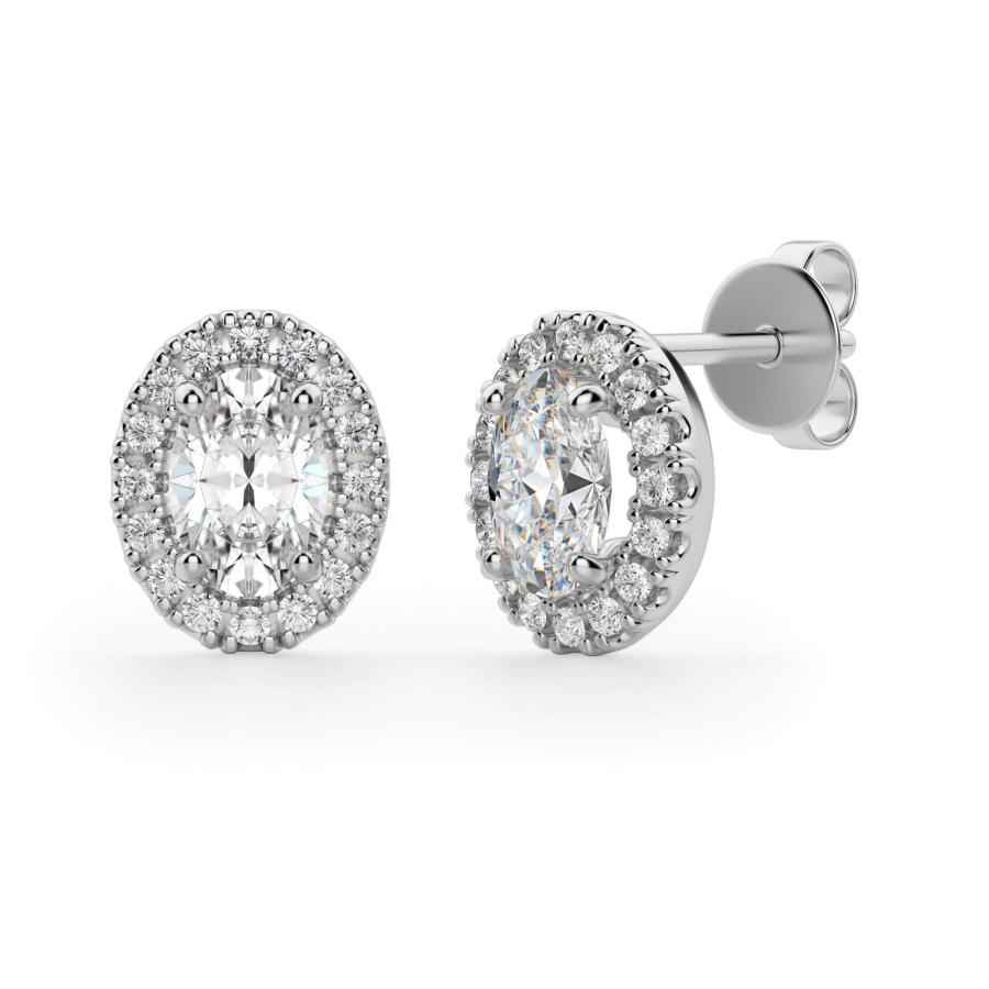 【並行輸入品】JEWELERYIUM Oval Moissanite Stud, 3.00 CT Oval Brilliant Cut Wedの画像