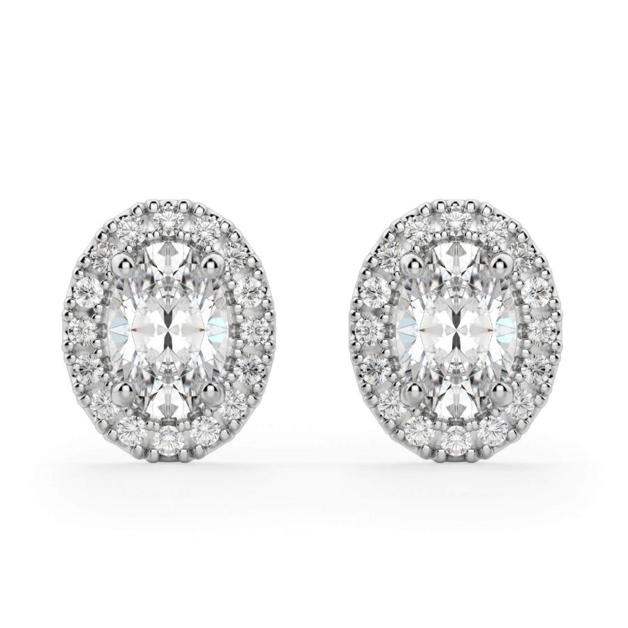 【並行輸入品】JEWELERYIUM Oval Moissanite Stud, 3.00 CT Oval Brilliant Cut Wedの画像
