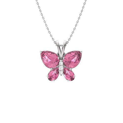 【並行輸入品】Diamondere 天然認定宝石とダイヤモンド バタフライ プチネックレス スターリングシルバー 1.04カラットペンダント チの画像