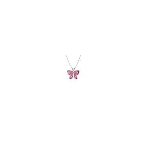 【並行輸入品】Diamondere 天然認定宝石とダイヤモンド バタフライ プチネックレス スターリングシルバー 1.04カラットペンダント チの画像