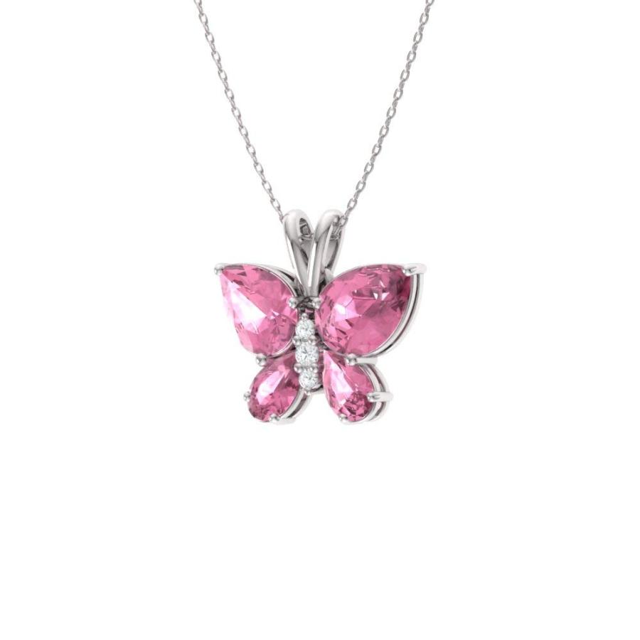 【並行輸入品】Diamondere 天然認定宝石とダイヤモンド バタフライ プチネックレス スターリングシルバー 1.04カラットペンダント チの画像
