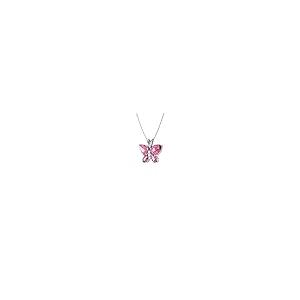 【並行輸入品】Diamondere 天然認定宝石とダイヤモンド バタフライ プチネックレス スターリングシルバー 1.04カラットペンダント チの画像