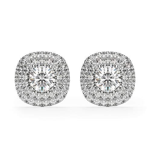 【並行輸入品】JEWELERYIUM Round Moissanite Stud, 3.00 CT Round Brilliant Cut Wの画像