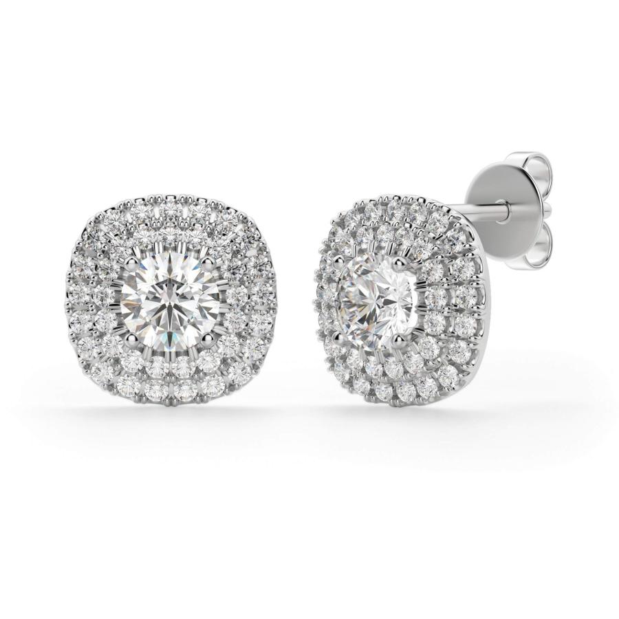 【並行輸入品】JEWELERYIUM Round Moissanite Stud, 3.00 CT Round Brilliant Cut Wの画像
