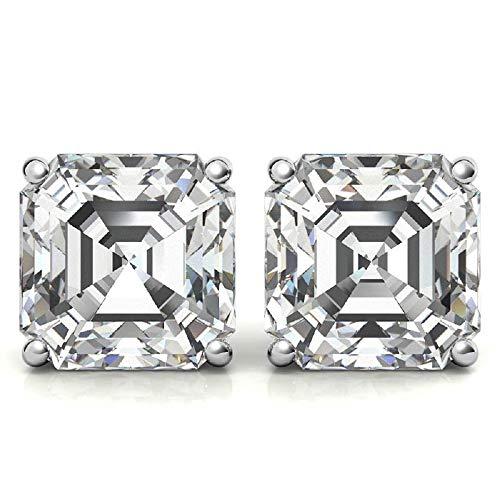 【並行輸入品】Bhumi Gems 4TCW アッシャーカット VVVS1 モアッサナイト ピアス レディース スタッド バスケット ドロップの画像