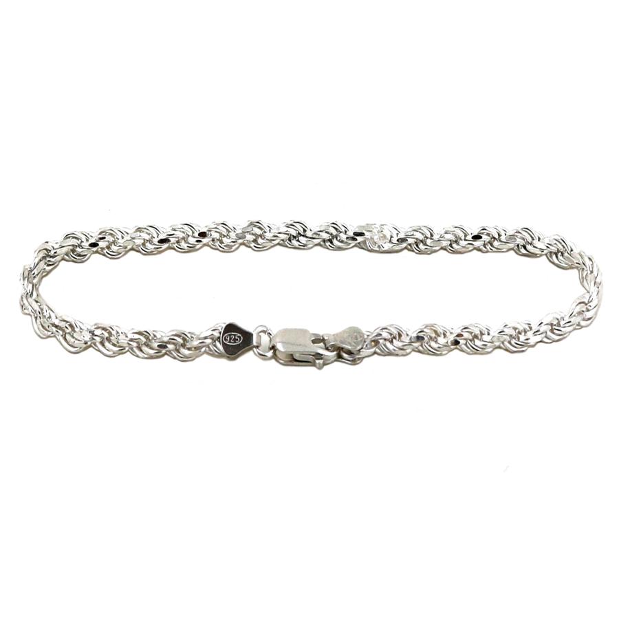 【並行輸入品】925 Sterling Silver Made in Italy Solid Rope Bracelet For Men/Woの画像