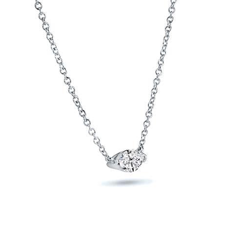 【並行輸入品】Diamond Wish 0.25カラット マーキスダイヤモンド ソリティア ペンダント ネックレス 14K ホワイトゴールド 1の画像