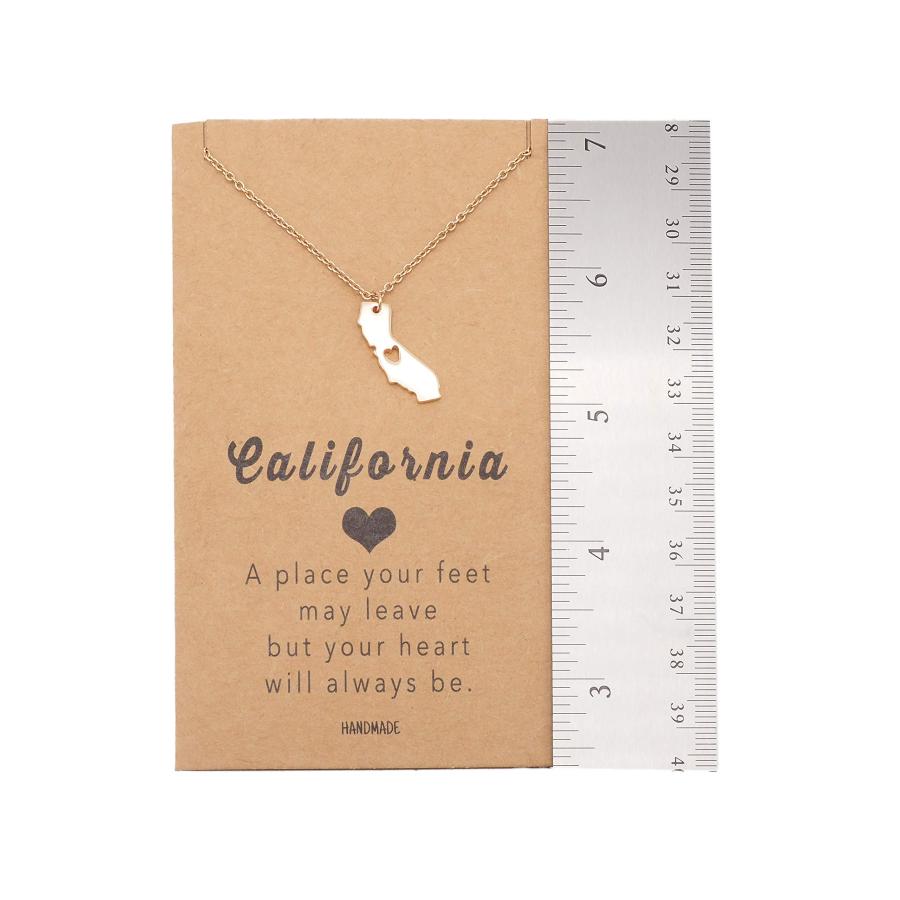 【並行輸入品】Quan Jewelry カリフォルニアステートネックレス ハンドメイド カリフォルニアマップペンダントチャーム インスピレーショ_9