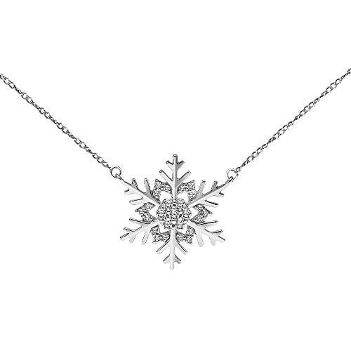 【並行輸入品】Keepsake ダイヤモンドスノーフレークネックレス 冬の雪休日 10Kホワイトゴールド、10Kイエローゴールド、925スターリ_1