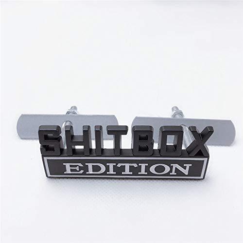 【並行輸入品】Black SHITBOX EDITION 3Dロゴ 車のフロントグリル用 メタルバッジエンブレム (ブラックホワイト) Blacの画像