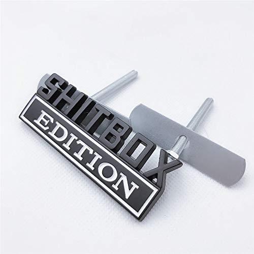 【並行輸入品】Black SHITBOX EDITION 3Dロゴ 車のフロントグリル用 メタルバッジエンブレム (ブラックホワイト) Blacの画像