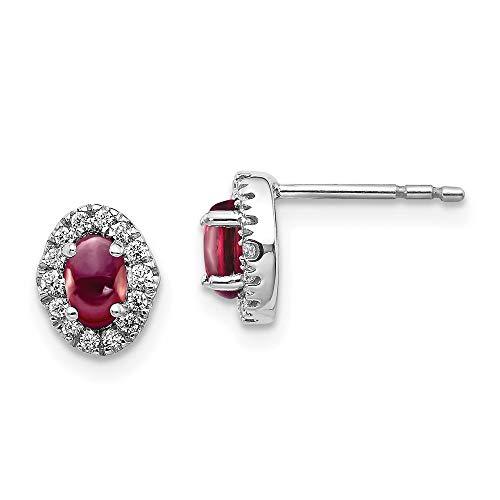 【並行輸入品】14k White Gold Diamond and Cabochon Rhodolite Garnet Earringsの画像