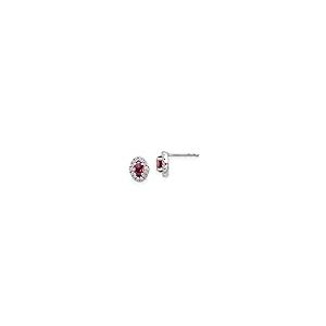 【並行輸入品】14k White Gold Diamond and Cabochon Rhodolite Garnet Earringsの画像