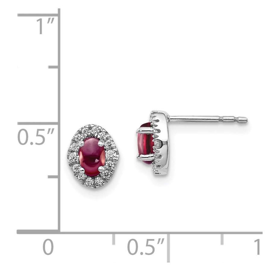 【並行輸入品】14k White Gold Diamond and Cabochon Rhodolite Garnet Earringsの画像
