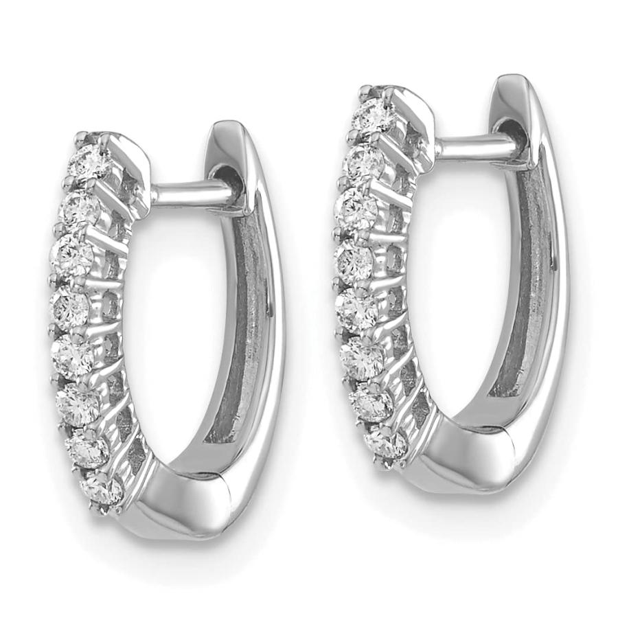 【並行輸入品】14k White Gold Diamond Hinged Hoop Earringsの画像
