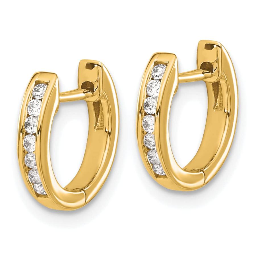【並行輸入品】14k Yellow Gold Diamond Hinged Hoop Earringsの画像