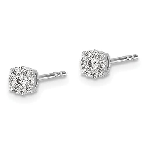 【並行輸入品】14k White Gold Diamond Cluster Post Earringsの画像