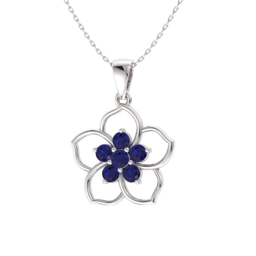 【並行輸入品】Diamondere 天然宝石フラワーネックレス スターリングシルバー 0.21カラットペンダント チェーン付き， ブルーサファイ_3