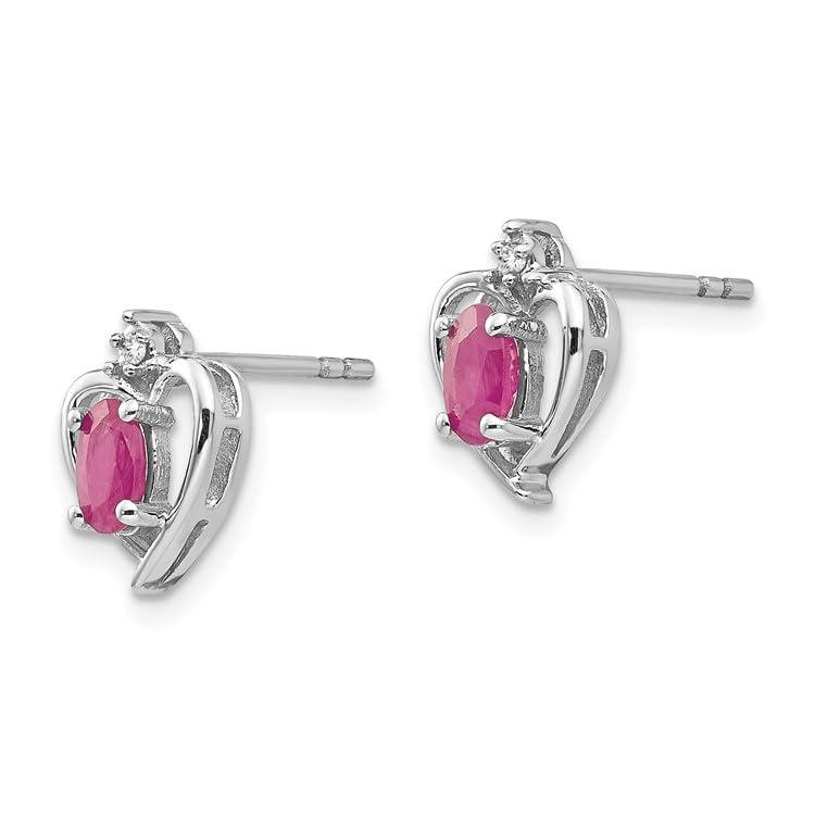 【並行輸入品】14k White Gold Ruby and Diamond Earringsの画像