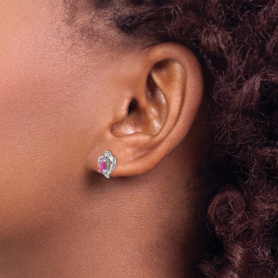 【並行輸入品】14k White Gold Ruby and Diamond Earringsの画像