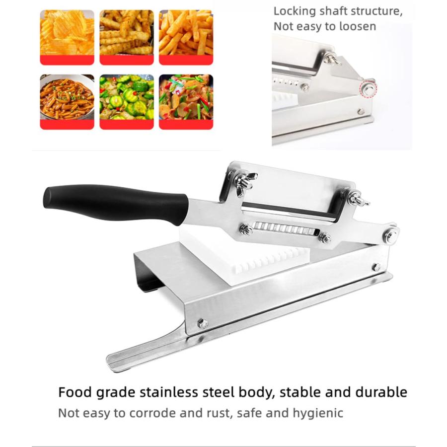 【並行輸入品】Waves Crinkle フライドポテトカッター 商用グレード ポテトシュレッダー チップスライサー 手動切断機 調節可能 果物_3