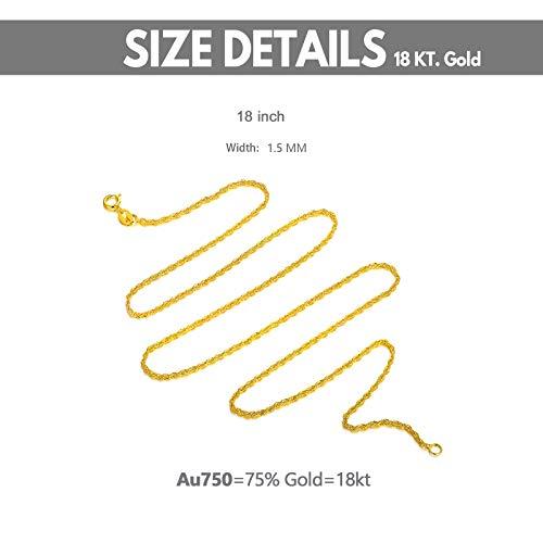【並行輸入品】18K ソリッドゴールドチェーンネックレス レディース 1.5mm ダイヤモンドカット ロープ ダブルチェーン ネックレス ジュエの画像