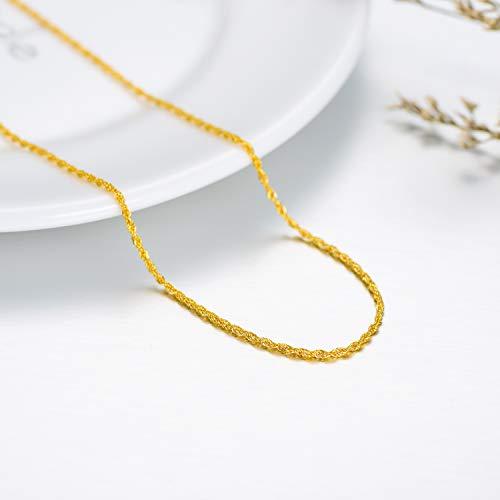 【並行輸入品】18K ソリッドゴールドチェーンネックレス レディース 1.5mm ダイヤモンドカット ロープ ダブルチェーン ネックレス ジュエの画像