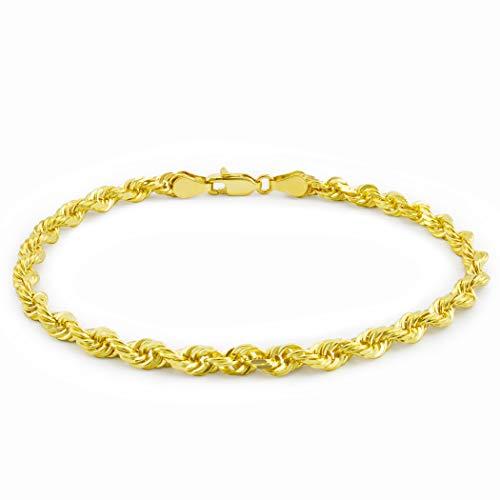 【並行輸入品】Nuragold 10k Yellow Gold 4mm Rope Chain Diamond Cut Bracelet orの画像