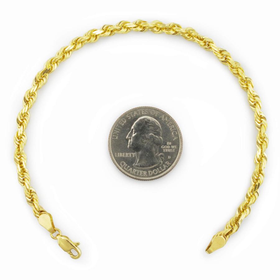 【並行輸入品】Nuragold 10k Yellow Gold 4mm Rope Chain Diamond Cut Bracelet orの画像