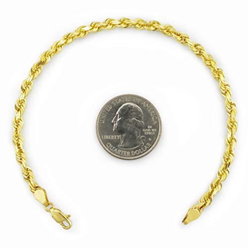 【並行輸入品】Nuragold 10k Yellow Gold 4mm Rope Chain Diamond Cut Bracelet orの画像