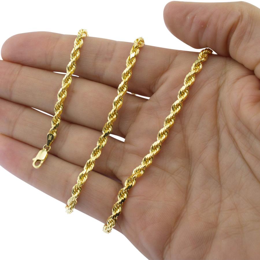 【並行輸入品】Nuragold 10k Yellow Gold 4mm Rope Chain Diamond Cut Bracelet orの画像