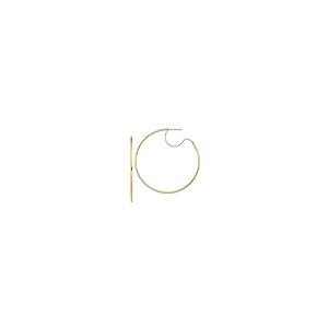 【並行輸入品】14K ツートーン ゴールド ラージ 2x55mm ダイヤモンドカット ワイヤー フープ イヤリング, 金属, ジェムタイプ 14の画像