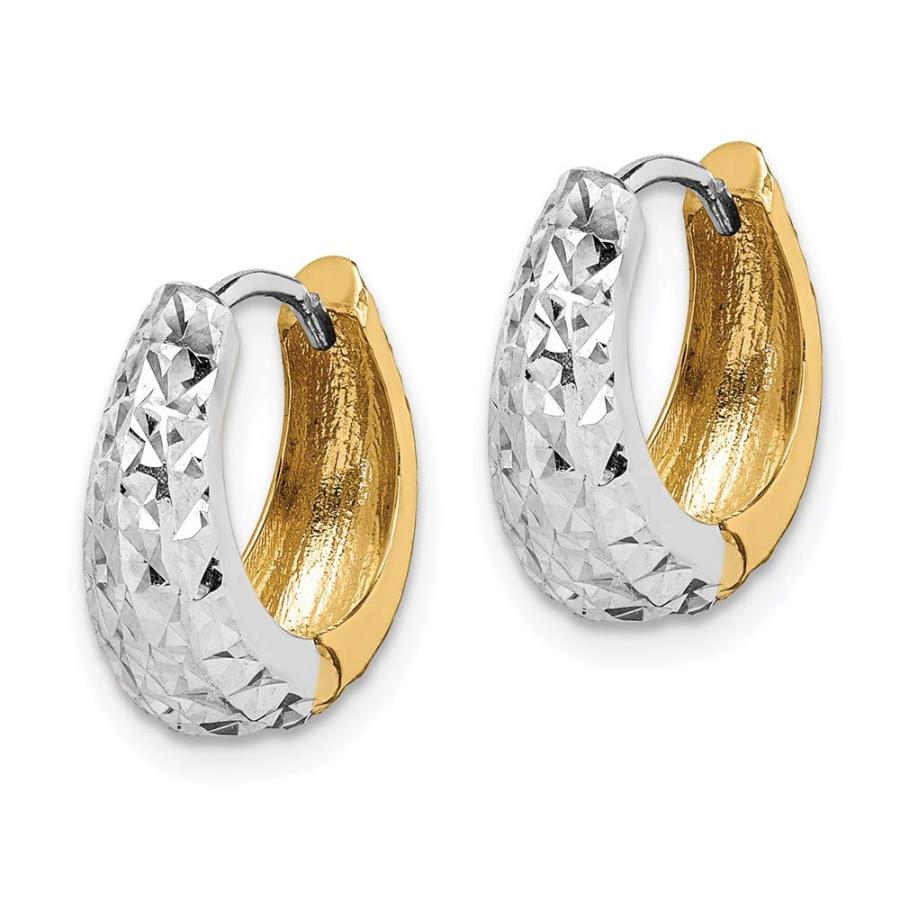 【並行輸入品】14K ツートーンゴールドテクスチャードフープイヤリング, 宝石タイプではありません 14k Two Tone Gold Textの画像