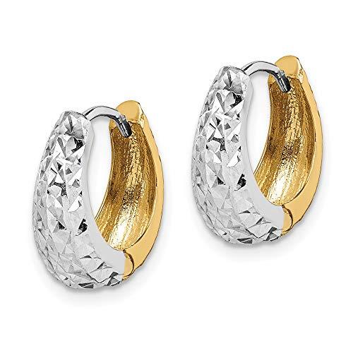 【並行輸入品】14K ツートーンゴールドテクスチャードフープイヤリング, 宝石タイプではありません 14k Two Tone Gold Textの画像