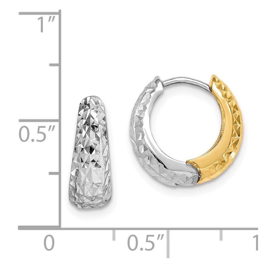 【並行輸入品】14K ツートーンゴールドテクスチャードフープイヤリング, 宝石タイプではありません 14k Two Tone Gold Textの画像