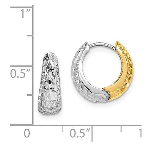 【並行輸入品】14K ツートーンゴールドテクスチャードフープイヤリング, 宝石タイプではありません 14k Two Tone Gold Textの画像