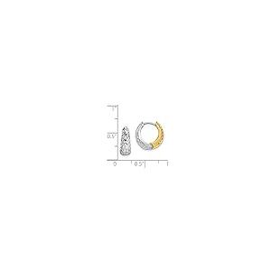 【並行輸入品】14K ツートーンゴールドテクスチャードフープイヤリング, 宝石タイプではありません 14k Two Tone Gold Textの画像