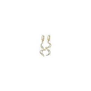 【並行輸入品】14K ツートーンゴールド スパイラルダングルイヤリング, One size fits most, 金属, ジェムタイプ 14kの画像