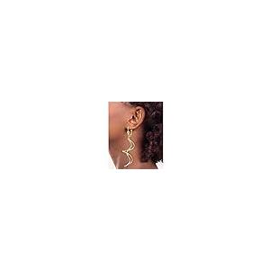 【並行輸入品】14K ツートーンゴールド スパイラルダングルイヤリング, One size fits most, 金属, ジェムタイプ 14kの画像