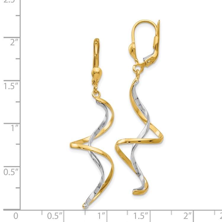 【並行輸入品】14K ツートーンゴールド スパイラルダングルイヤリング, One size fits most, 金属, ジェムタイプ 14kの画像