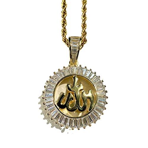 【並行輸入品】Custom ALLAH Men Women 925 Italy Gold Finish Iced Silver Charm I_1