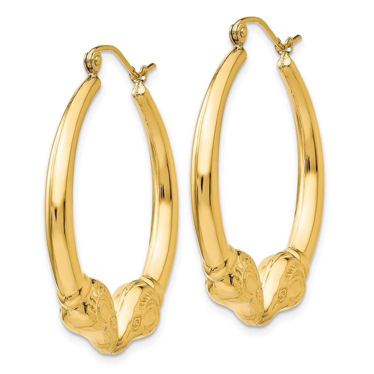 【並行輸入品】14k Yellow Gold Ram Hoop Earringsの画像