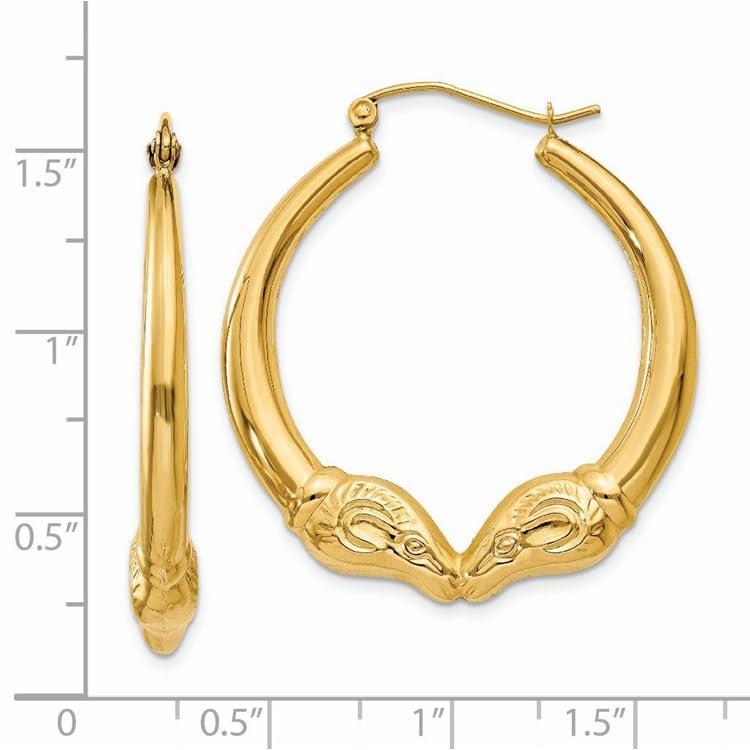 【並行輸入品】14k Yellow Gold Ram Hoop Earringsの画像